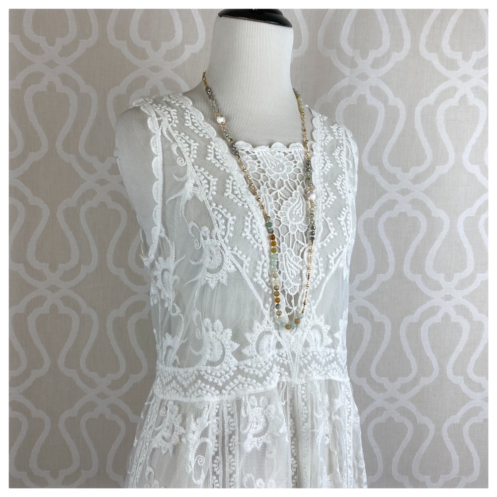 POL Naomi Ivory Lace Cover up Kimono Dress - Picture 5 of 16